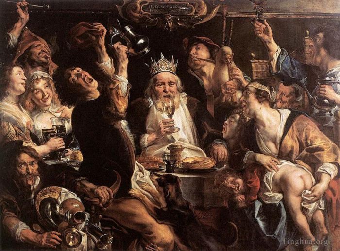 雅各布·乔登斯 的油画作品 -  《国王喝酒》