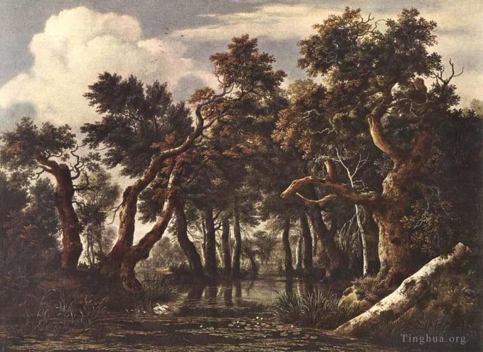 雅各布·凡·罗伊斯达尔 的油画作品 -  《森林中的沼泽》