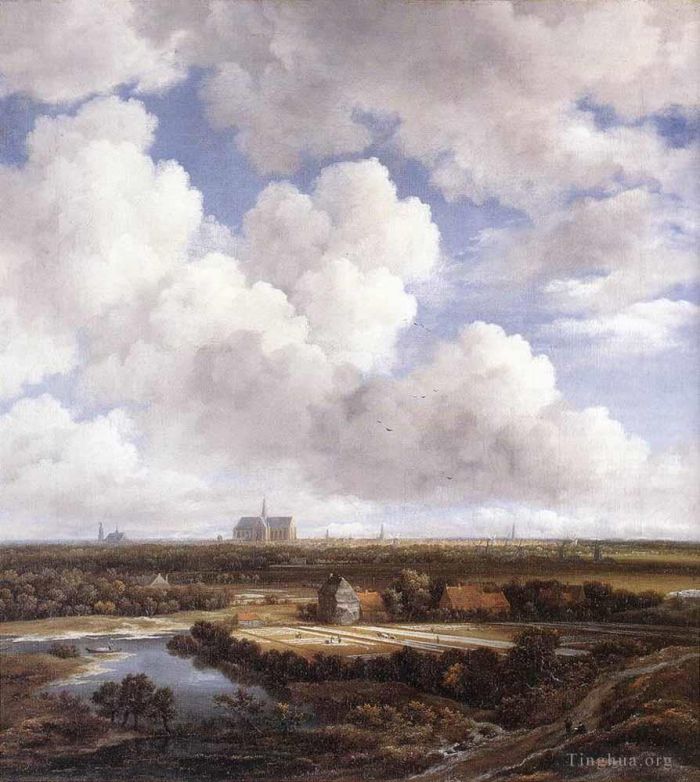 雅各布·凡·罗伊斯达尔 的油画作品 -  《哈勒姆的景观与漂白场》