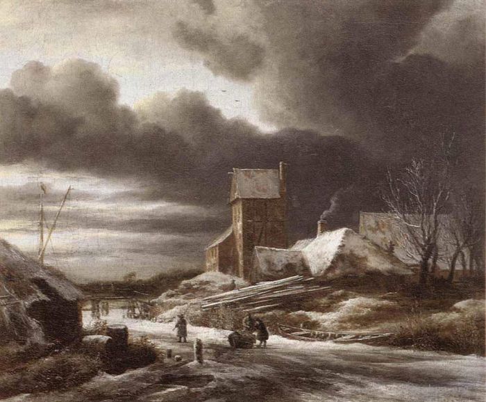 雅各布·凡·罗伊斯达尔 的油画作品 -  《冬季风景》