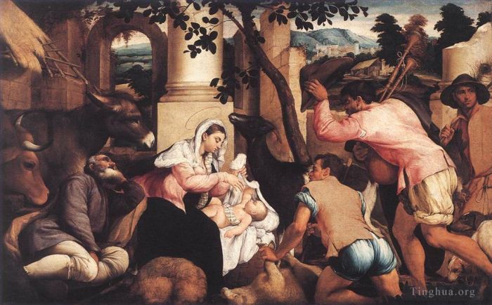 雅各布·巴萨诺 的油画作品 -  《牧羊人的崇拜》