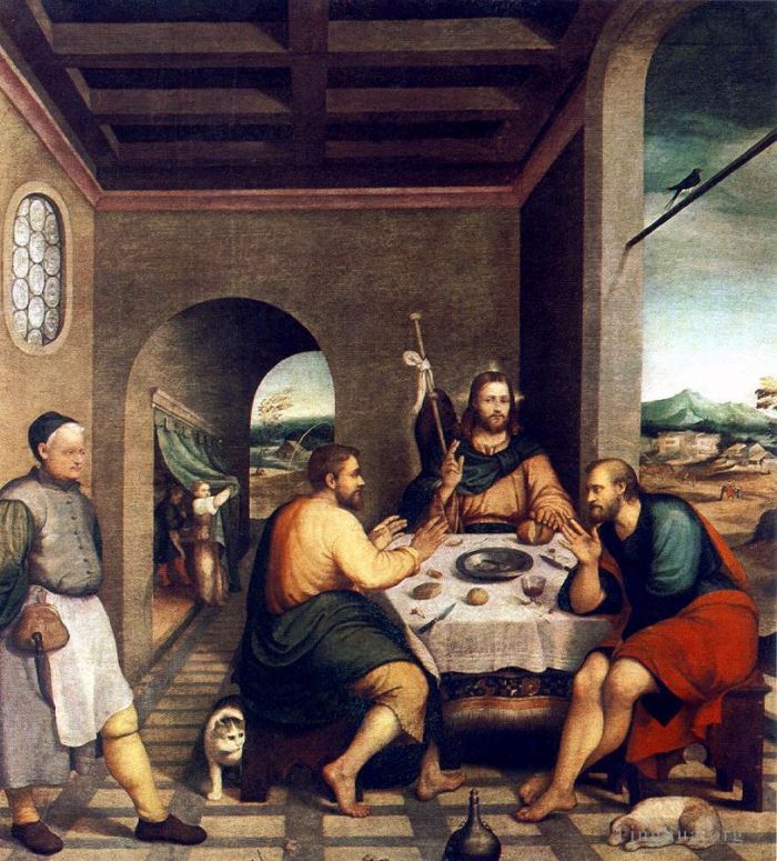 雅各布·巴萨诺 的油画作品 -  《以马忤斯的晚餐》