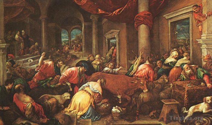 雅各布·巴萨诺 的油画作品 -  《圣殿的净化》