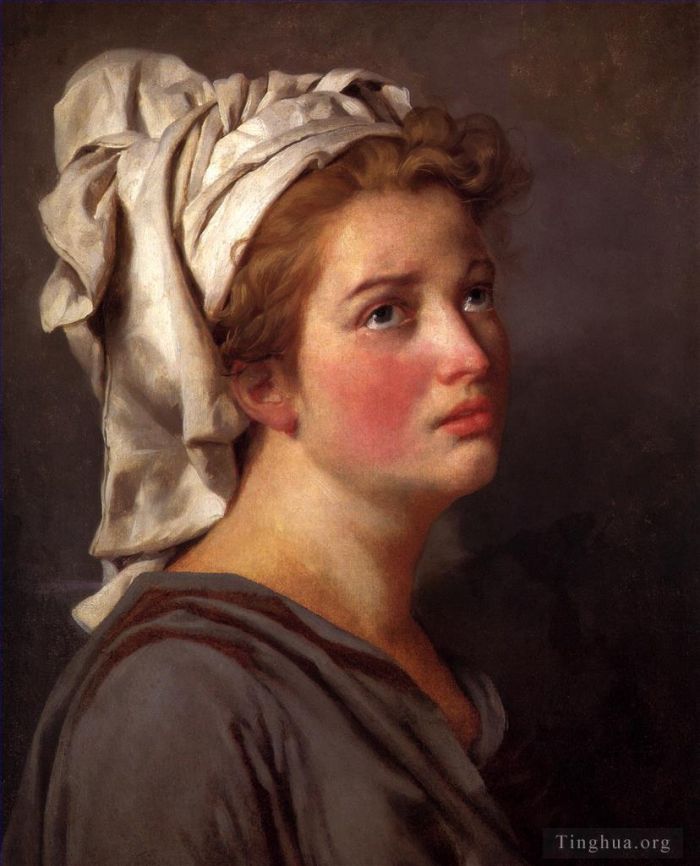 雅克·路易·大卫 的油画作品 -  《戴头巾的年轻女子的肖像》