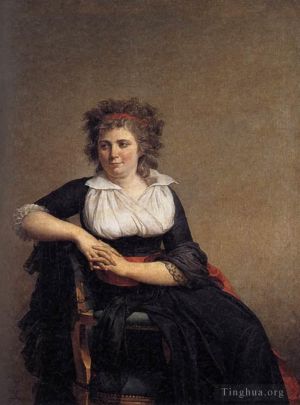艺术家雅克·路易·大卫作品《奥维利埃侯爵夫人的肖像》