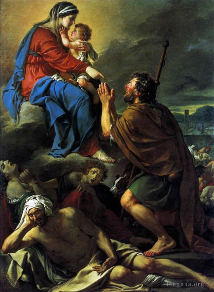 雅克·路易·大卫 的油画作品 -  《圣罗奇请求圣母玛利亚治愈瘟疫受害者》