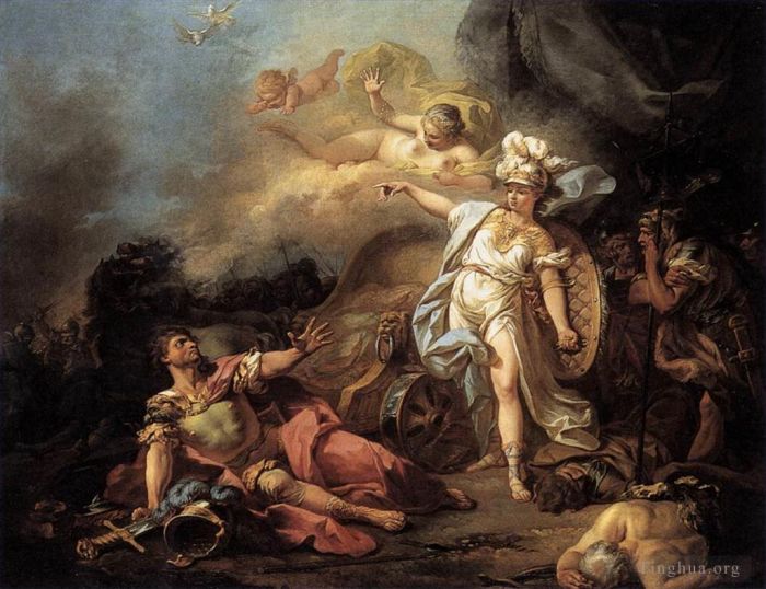 雅克·路易·大卫 的油画作品 -  《火星与密涅瓦之战》
