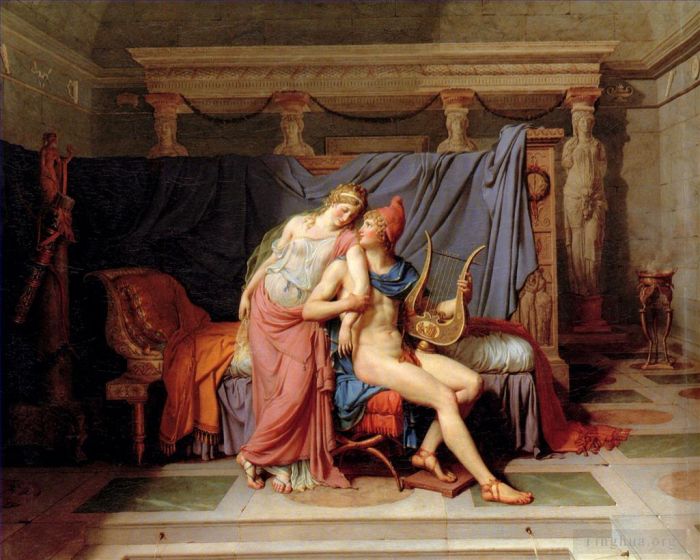 雅克·路易·大卫 的油画作品 -  《帕里斯和海伦的求爱》