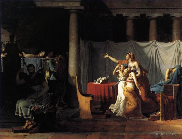 雅克·路易·大卫 的油画作品 -  《刀锋战士将他儿子的尸体归还给布鲁图斯》