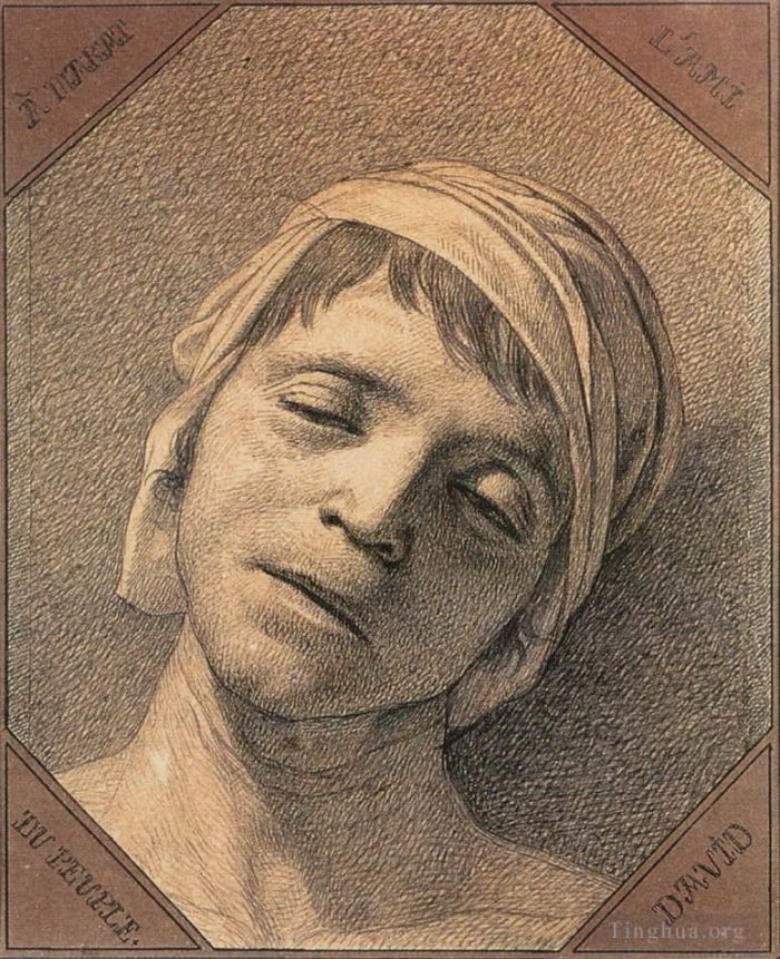 雅克·路易·大卫 的各类绘画作品 -  《死者马拉的头》