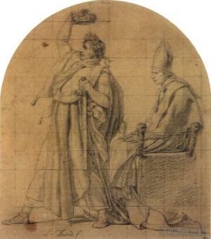艺术家雅克·路易·大卫作品《拿破仑手持约瑟芬王冠》