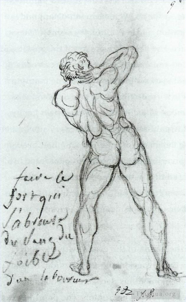雅克·路易·大卫 的各类绘画作品 -  《学习米开朗基罗》