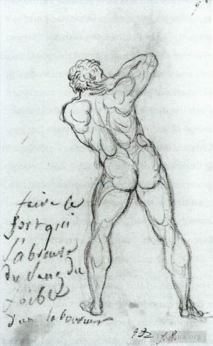 艺术家雅克·路易·大卫作品《学习米开朗基罗》