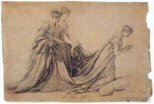 艺术家雅克·路易·大卫作品《约瑟芬皇后与德拉罗什富科夫人和德拉瓦尔夫人跪着》