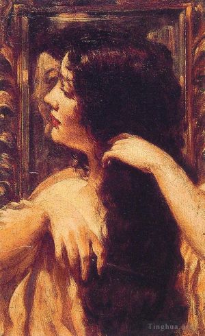 艺术家詹姆斯·卡罗尔·贝克威思作品《布鲁内特梳理她的头发》