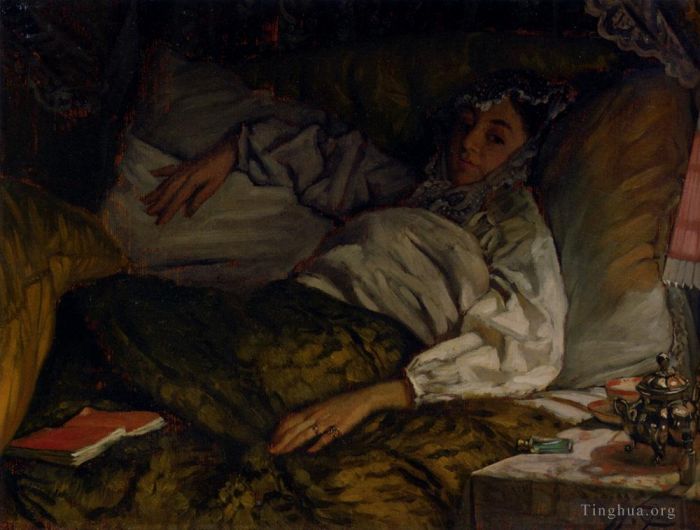 雅克·约瑟夫·蒂索 的油画作品 -  《斜倚的女士》