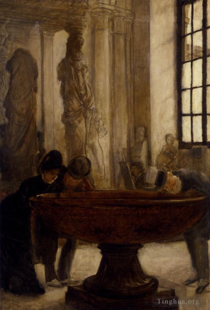 雅克·约瑟夫·蒂索 的油画作品 -  《在卢浮宫》