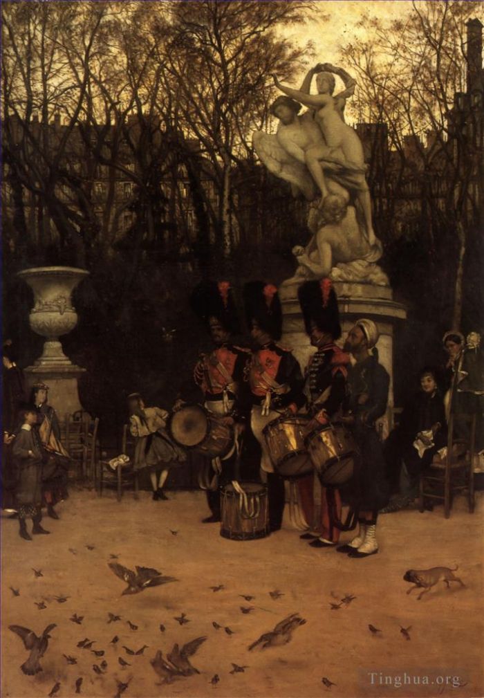 雅克·约瑟夫·蒂索 的油画作品 -  《杜乐丽花园的静修之所》
