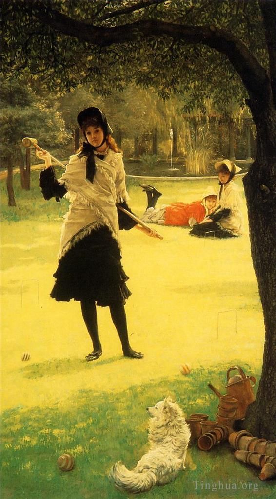 雅克·约瑟夫·蒂索 的油画作品 -  《槌球》