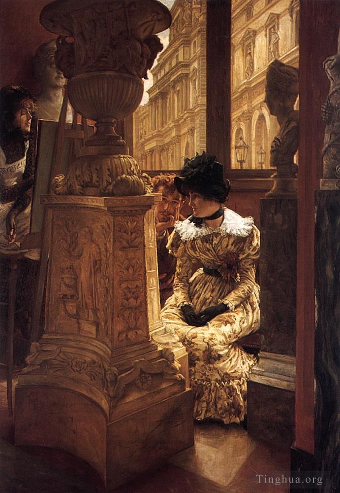 雅克·约瑟夫·蒂索 的油画作品 -  《在卢浮宫》