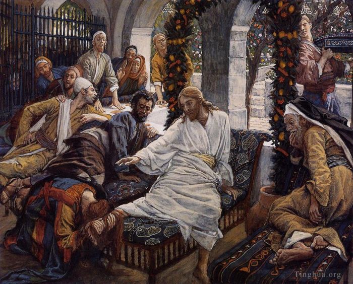 雅克·约瑟夫·蒂索 的油画作品 -  《抹大拉的玛利亚一盒珍贵的香膏》