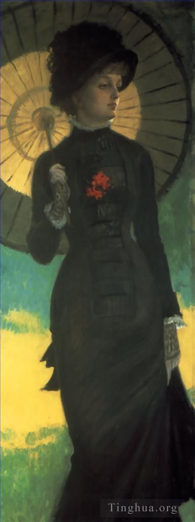 雅克·约瑟夫·蒂索 的油画作品 -  《带着阳伞的牛顿夫人》