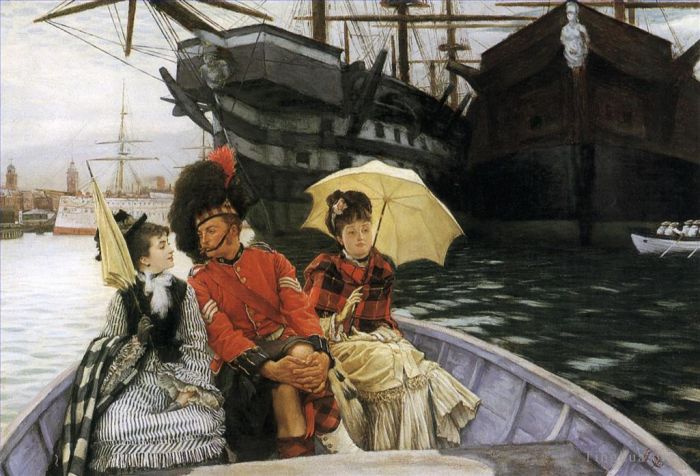 雅克·约瑟夫·蒂索 的油画作品 -  《朴茨茅斯造船厂》