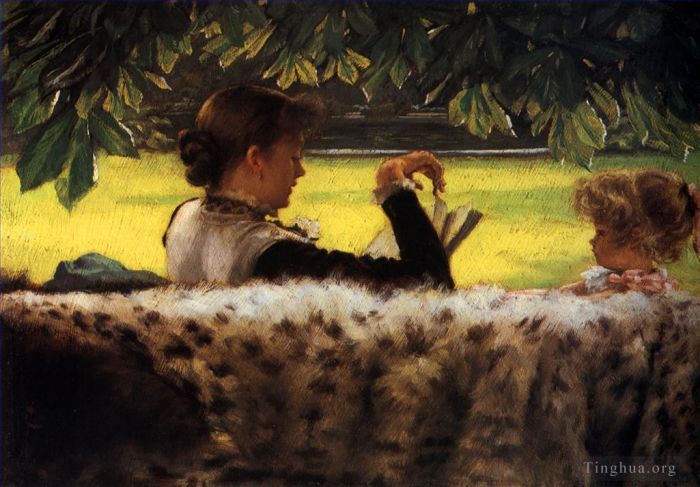 雅克·约瑟夫·蒂索 的油画作品 -  《读故事》