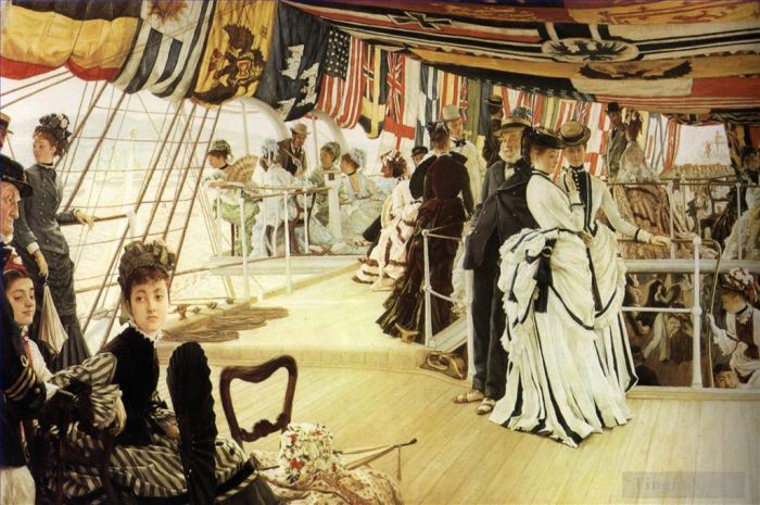 雅克·约瑟夫·蒂索 的油画作品 -  《船上的球》