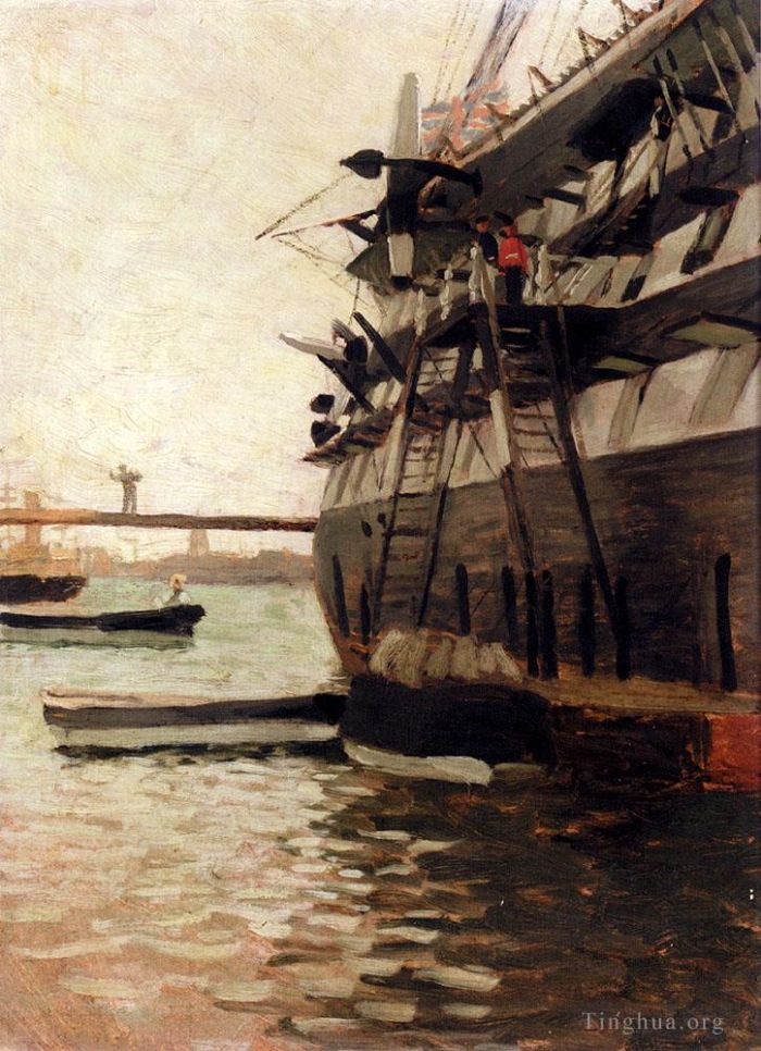 雅克·约瑟夫·蒂索 的油画作品 -  《战舰的船体》