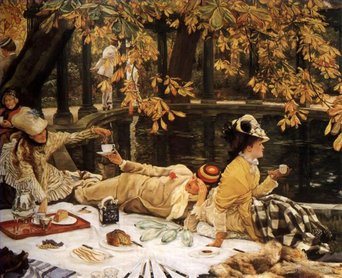 雅克·约瑟夫·蒂索 的油画作品 -  《野餐》