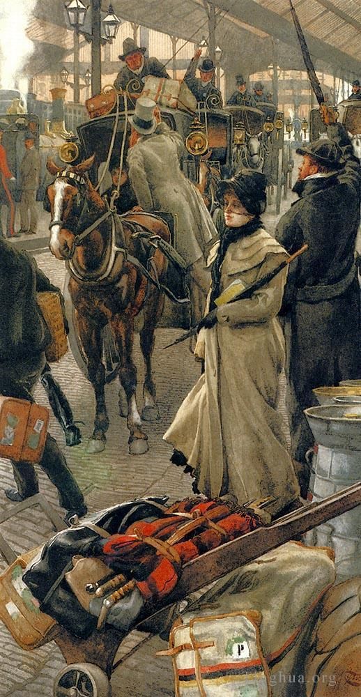 雅克·约瑟夫·蒂索 的油画作品 -  《维多利亚站出发站台》