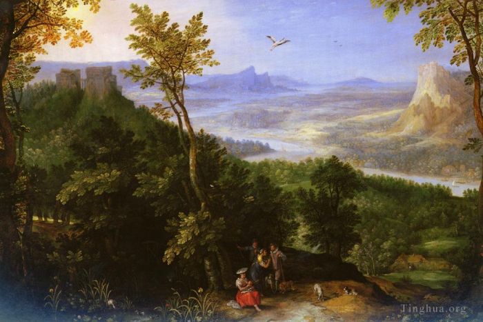 老扬·勃鲁盖尔 的油画作品 -  《第1568章,山水大图，人物多多》