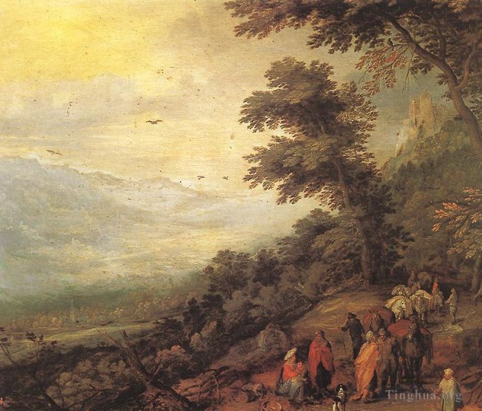 老扬·勃鲁盖尔 的油画作品 -  《吉普赛人聚集在树林里》