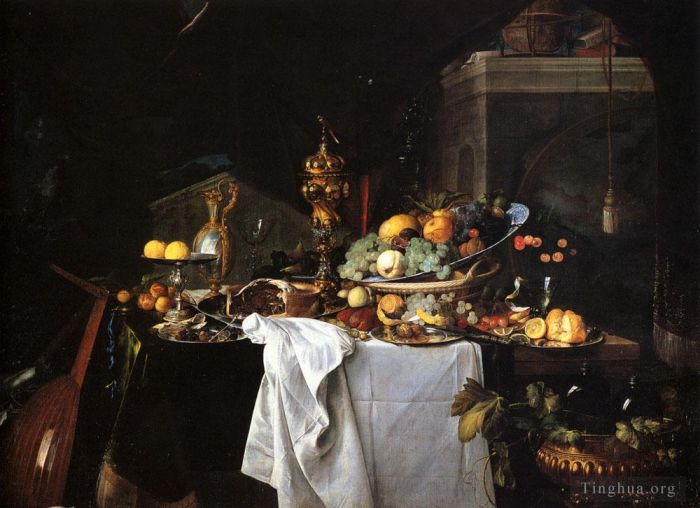 扬·戴维茨·德·希姆 的油画作品 -  《德,甜点静物》