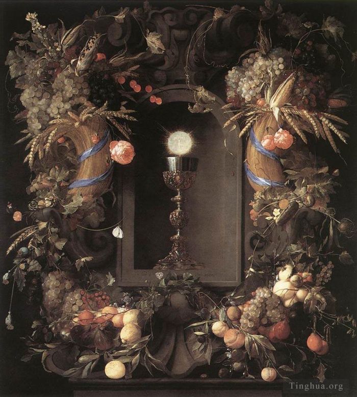 扬·戴维茨·德·希姆 的油画作品 -  《水果花环圣事》