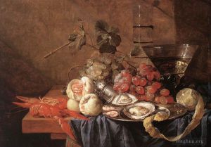 艺术家扬·戴维茨·德·希姆作品《水果和海碎片》
