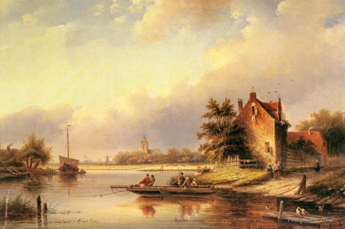 扬·雅各布·斯伯勒 的油画作品 -  《渡轮码头的夏日》