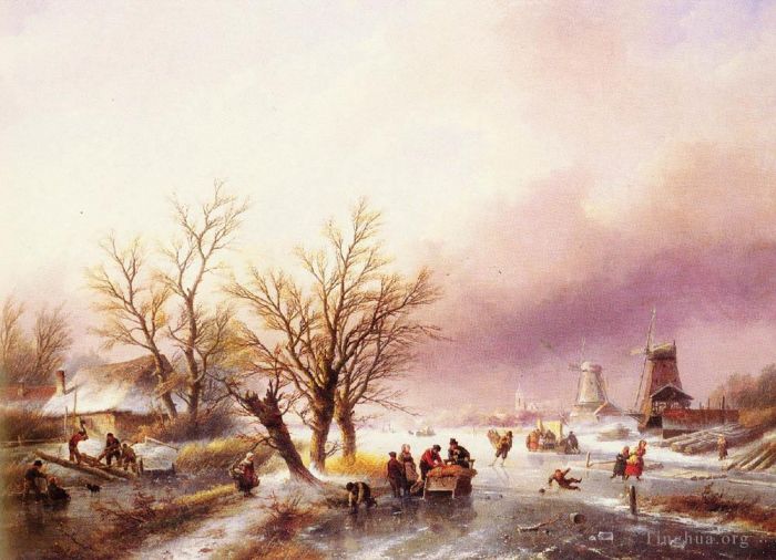 扬·雅各布·斯伯勒 的油画作品 -  《冬天的风景,Jan,Jacob,Coenraad,Spohler》