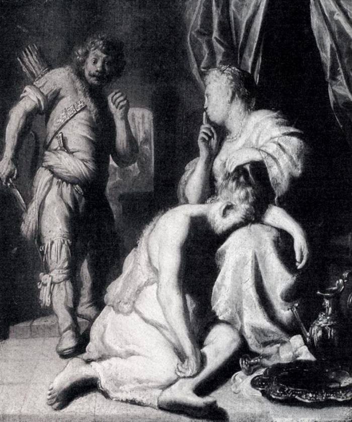 扬·利文斯 的油画作品 -  《参孙和大利拉,1628》