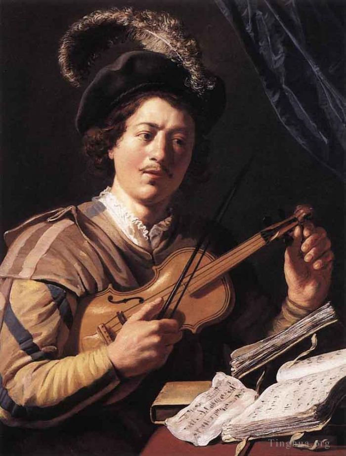 扬·利文斯 的油画作品 -  《小提琴手》