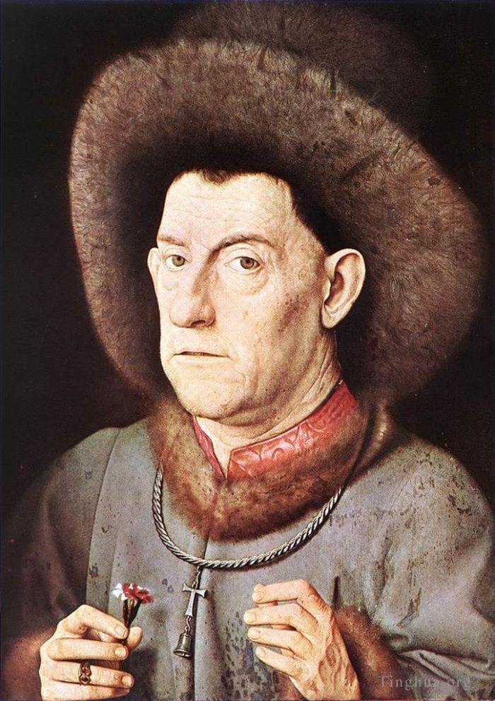 扬·凡·艾克 的油画作品 -  《一个拿着康乃馨的男人的肖像》