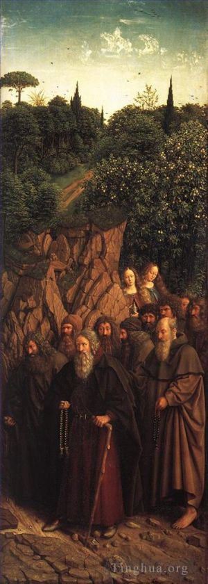 艺术家扬·凡·艾克作品《根特祭坛画《羔羊的崇拜》神圣隐士》