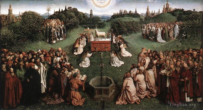 扬·凡·艾克 的油画作品 -  《根特祭坛画《羔羊的崇拜》》