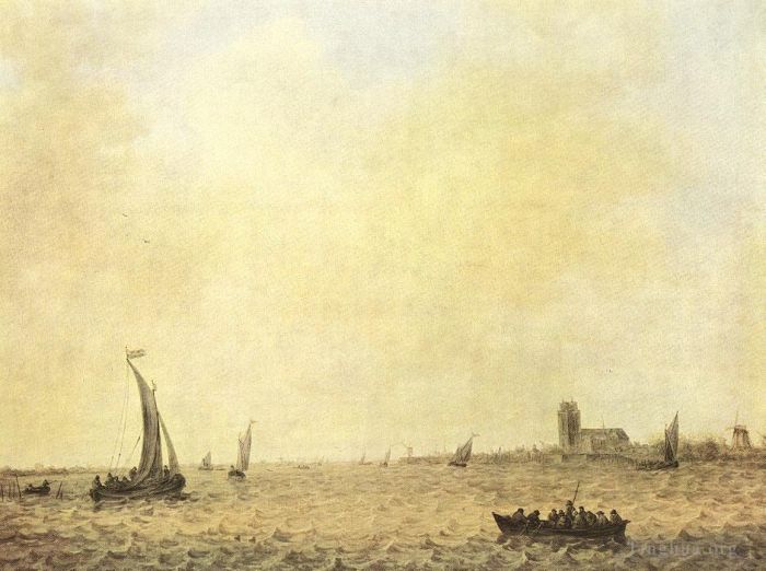 扬·凡·霍延 的油画作品 -  《从老马斯山看多德雷赫特》