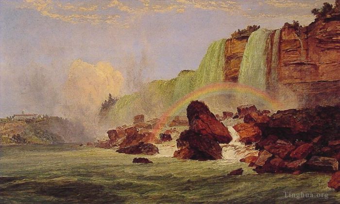 杰西裴·弗朗西斯·克罗普赛 的油画作品 -  《尼亚加拉瀑布与克利夫顿别墅景观》