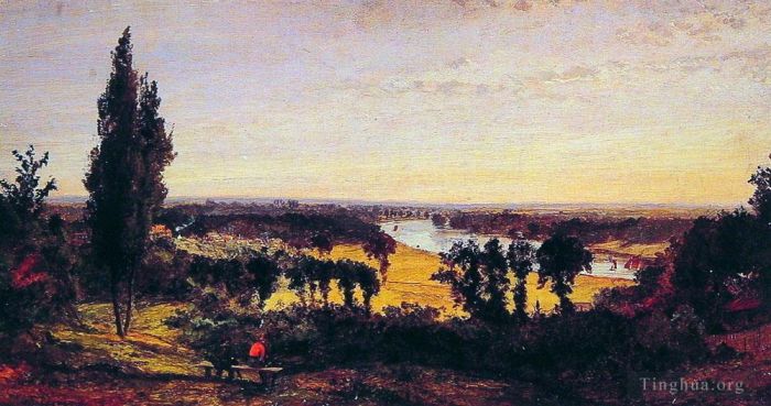 杰西裴·弗朗西斯·克罗普赛 的油画作品 -  《里士满山和泰晤士河伦敦》