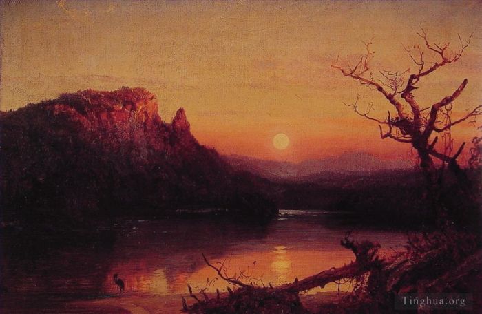 杰西裴·弗朗西斯·克罗普赛 的油画作品 -  《日落鹰崖》