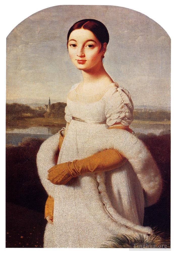 让·奥古斯特·多米尼克·安格尔 的油画作品 -  《奥古斯特·多米尼克,卡罗琳·里维埃小姐的肖像》