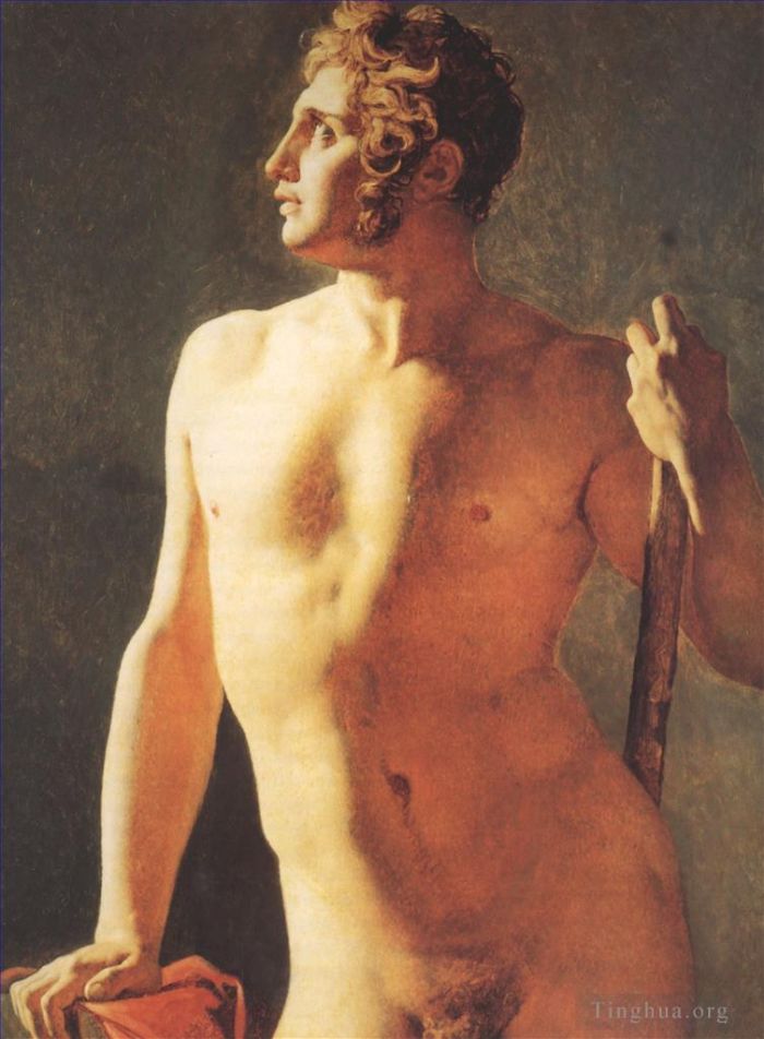 让·奥古斯特·多米尼克·安格尔 的油画作品 -  《男性躯干》